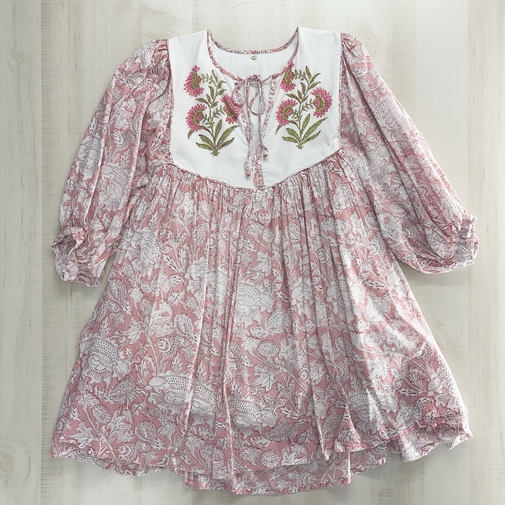 block print handmade India printed floral dress M Etsy pink
